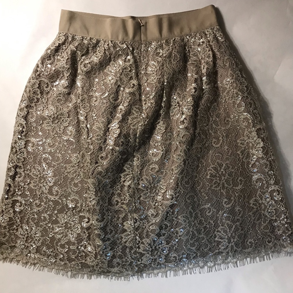 J. Crew Lace Skirt in Gold Metallic Size 4 - Picture 2 of 8